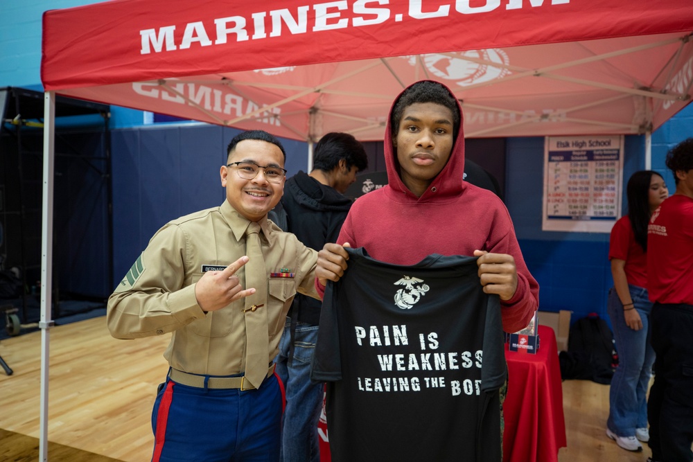 Marines team up with No Hate Tour at Elsik High School