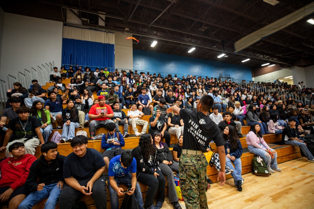 Marines team up with No Hate Tour at Elsik High School