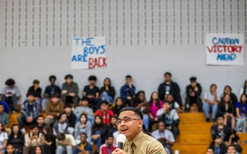 Marines team up with No Hate Tour at Elsik High School