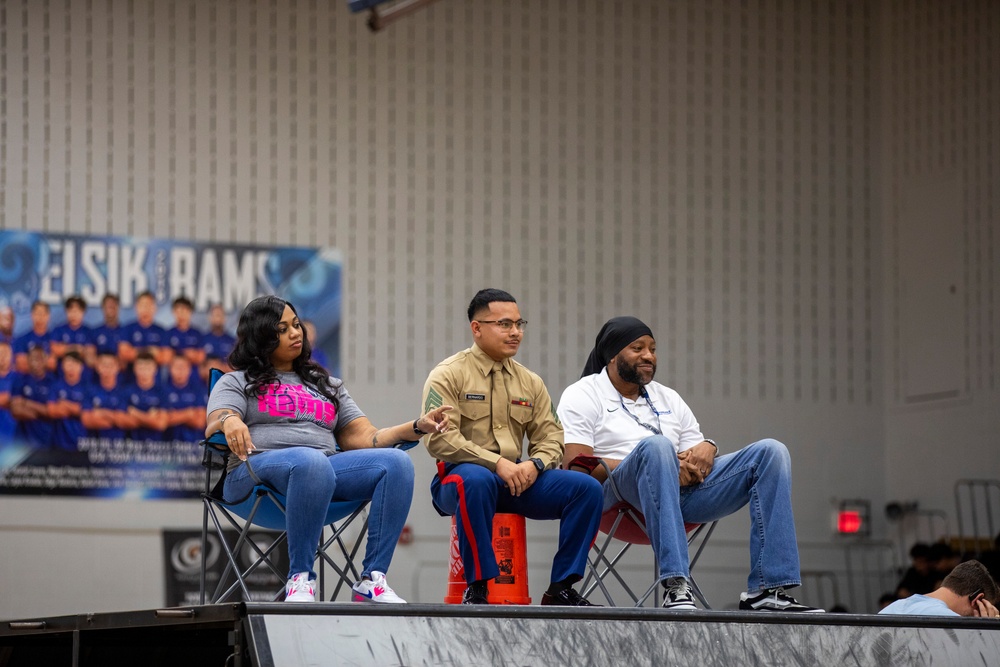 Marines team up with No Hate Tour at Elsik High School