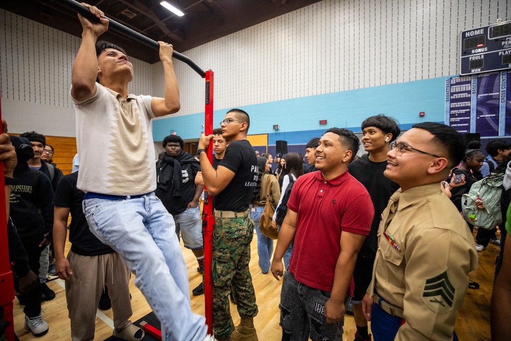 Marines team up with No Hate Tour at Elsik High School