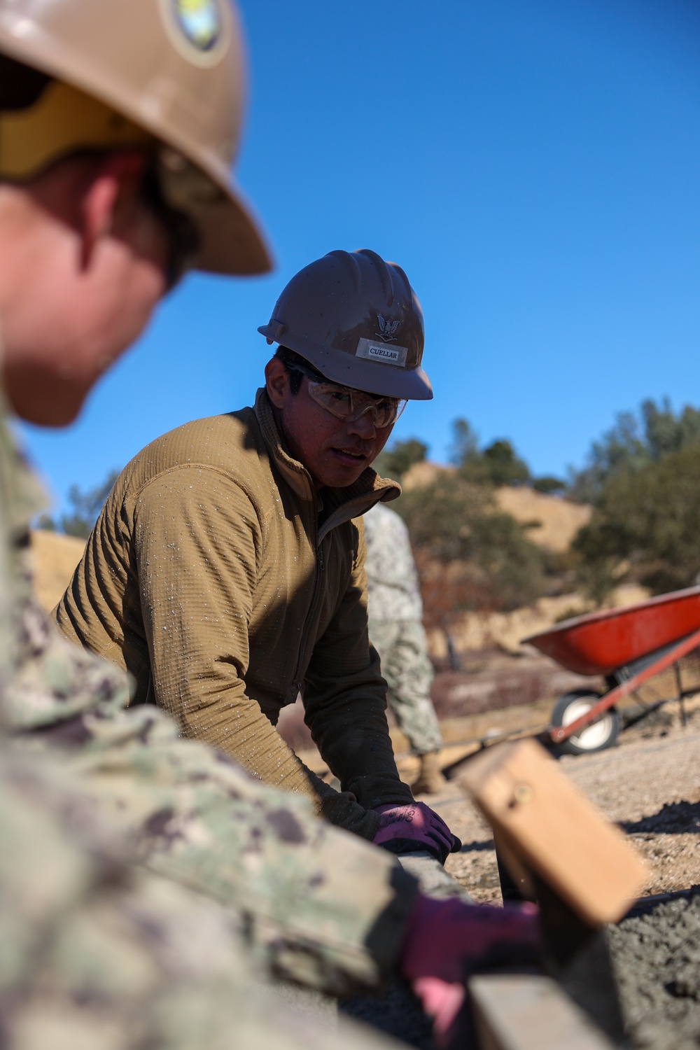 NMCB 4 Seabees Place Concrete for Ft. Hunter Liggett Pistol Qualification Range