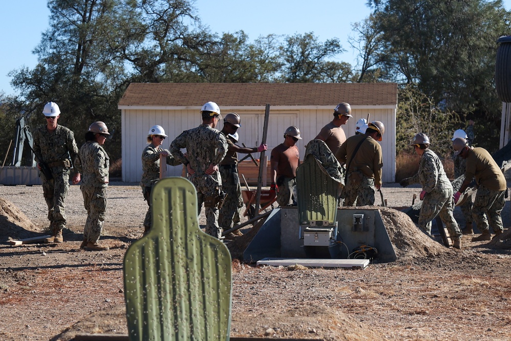 NMCB 4 Seabees Place Concrete for Ft. Hunter Liggett Pistol Qualification Range