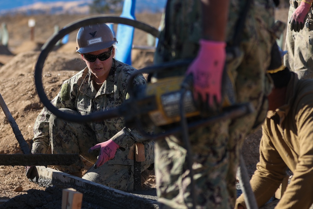 NMCB 4 Seabees Place Concrete for Ft. Hunter Liggett Pistol Qualification Range