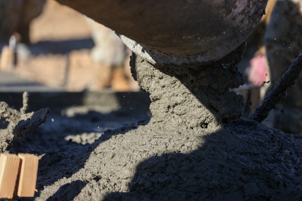 NMCB 4 Seabees Place Concrete for Ft. Hunter Liggett Pistol Qualification Range