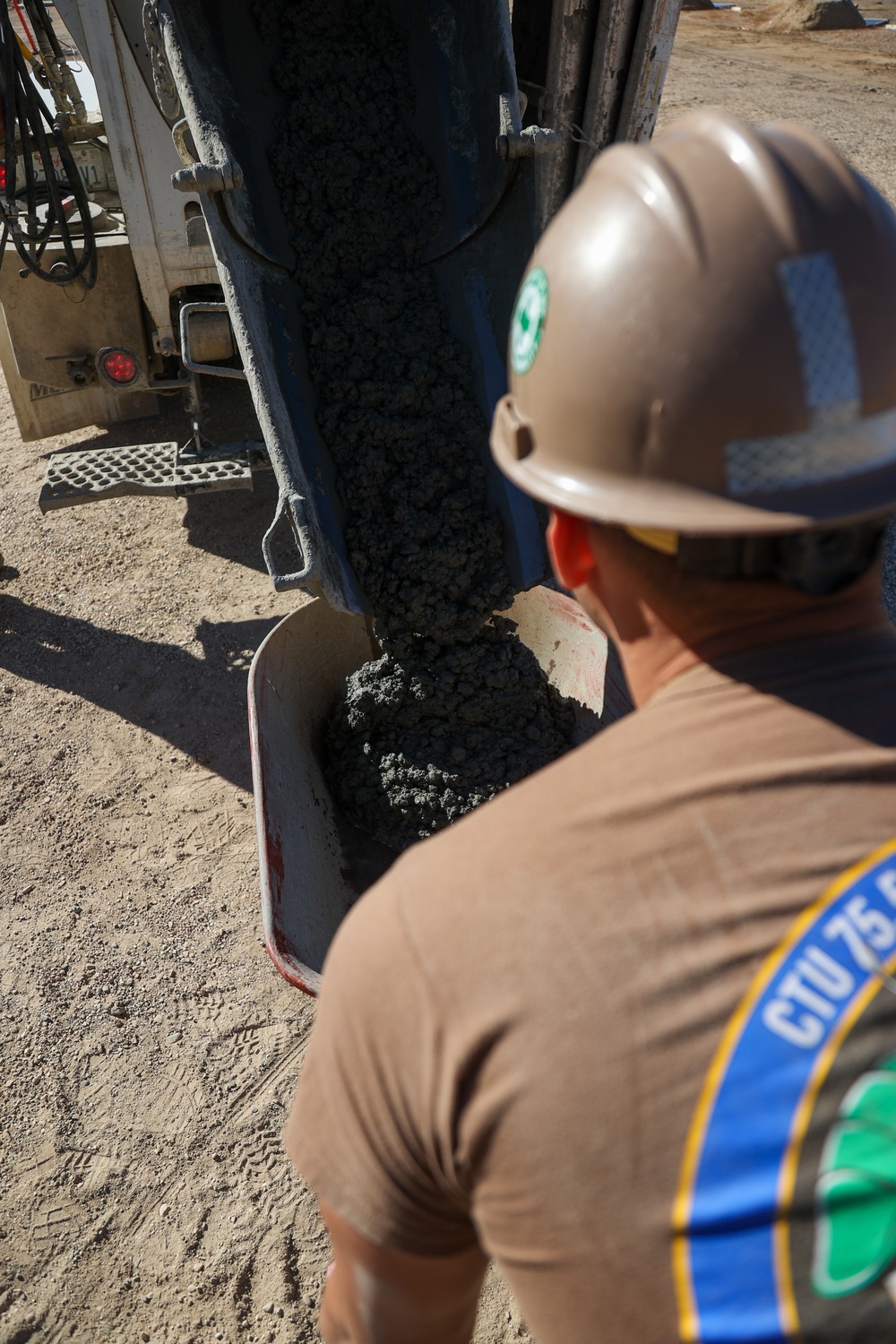 NMCB 4 Seabees Place Concrete for Ft. Hunter Liggett Pistol Qualification Range