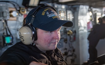 USS Ronald Reagan (CVN 76) Sailors perform bridge operations