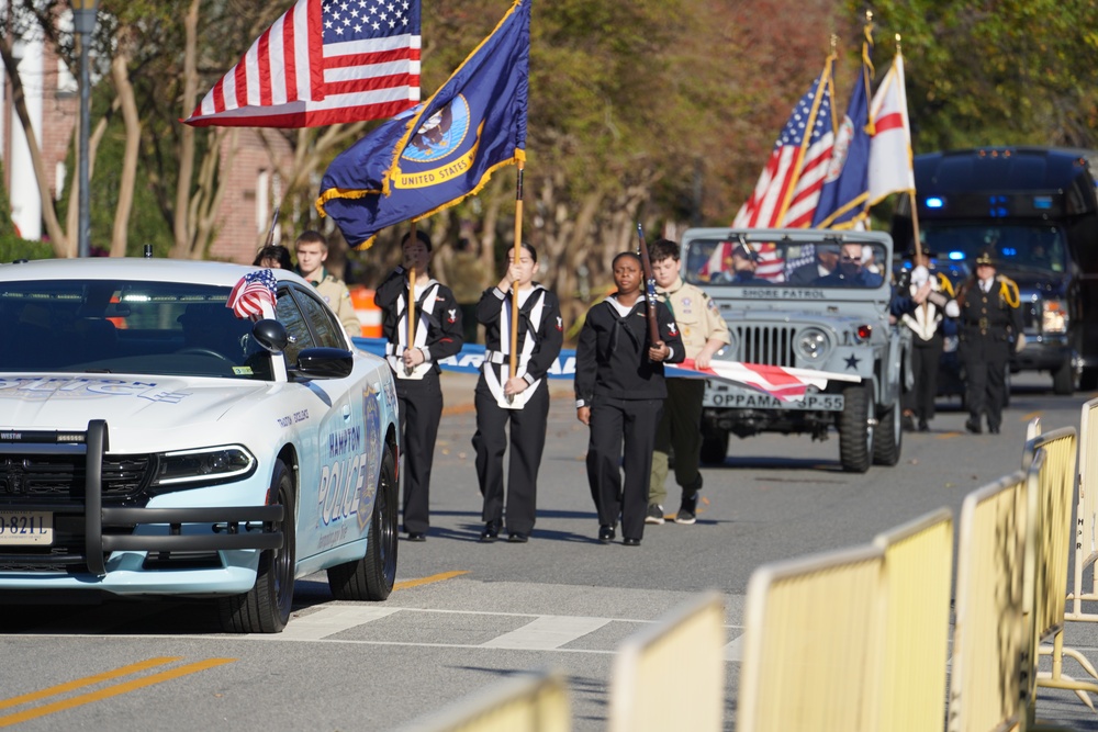 NWS Yorktown Sailors march in first annual Veteran's Day Parade onboard historic Fort Monroe