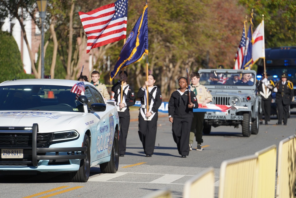 NWS Yorktown Sailors march in first annual Veteran's Day Parade onboard historic Fort Monroe