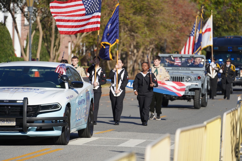 NWS Yorktown Sailors march in first annual Veteran's Day Parade onboard historic Fort Monroe