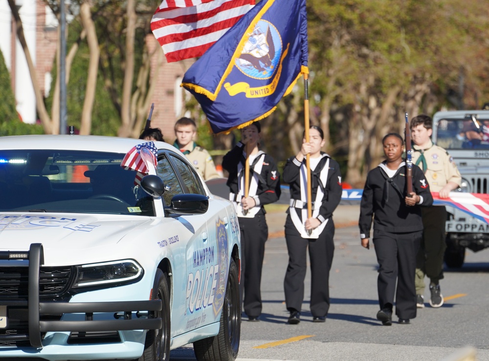 NWS Yorktown Sailors march in first annual Veteran's Day Parade onboard historic Fort Monroe