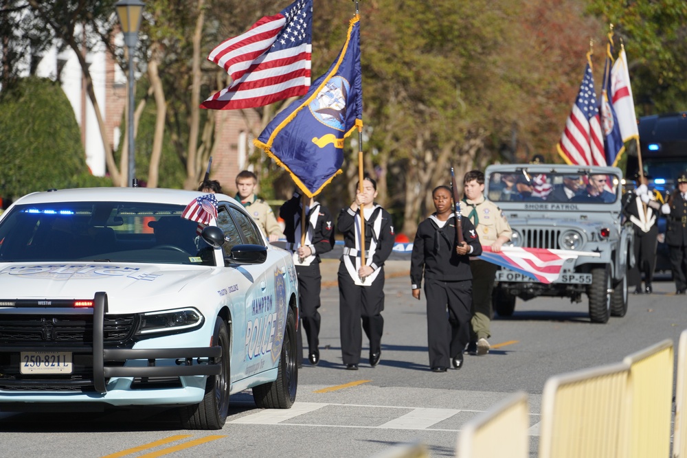 NWS Yorktown Sailors march in first annual Veteran's Day Parade onboard historic Fort Monroe