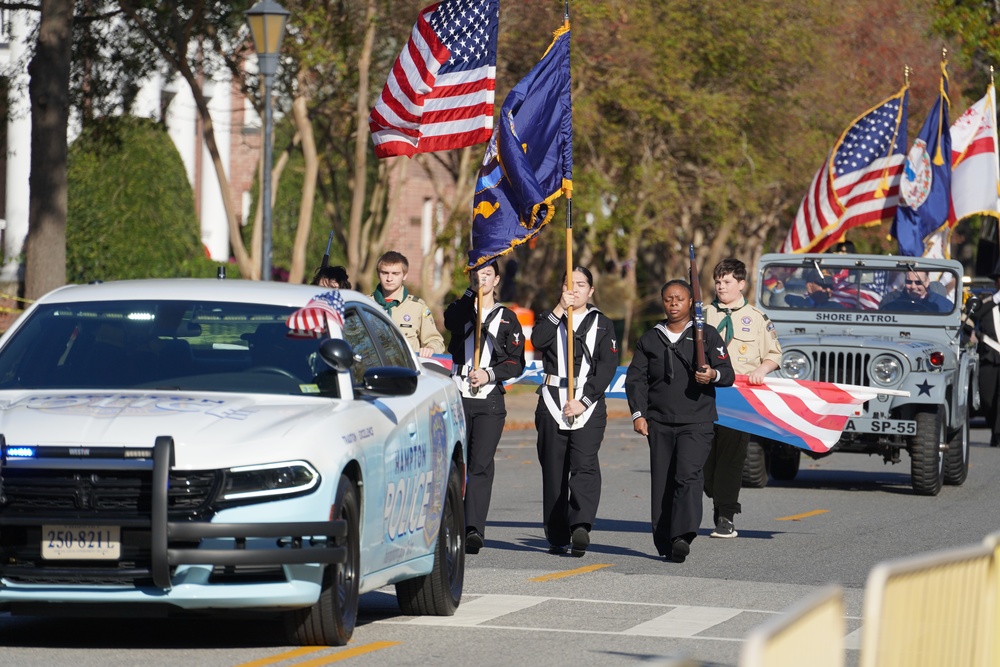 NWS Yorktown Sailors march in first annual Veteran's Day Parade onboard historic Fort Monroe