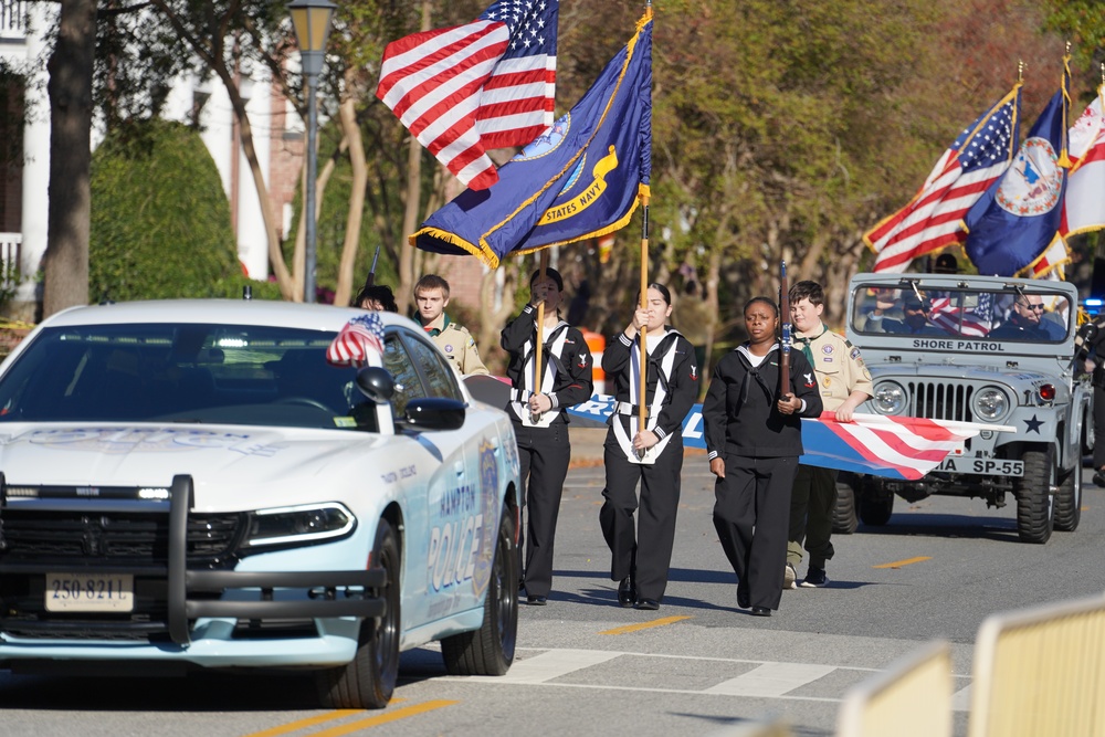 NWS Yorktown Sailors march in first annual Veteran's Day Parade onboard historic Fort Monroe