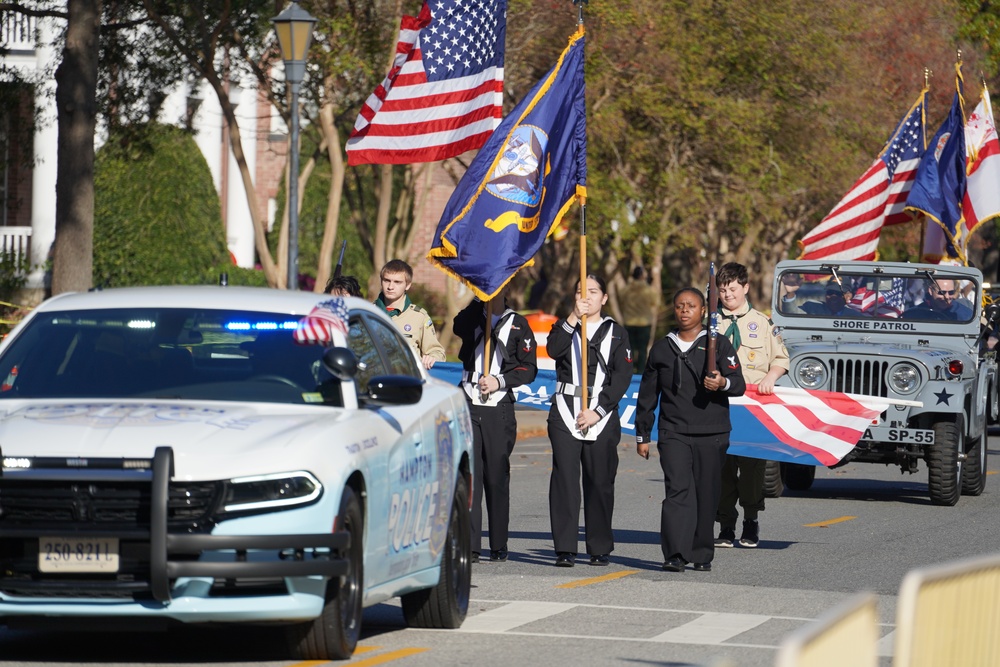 NWS Yorktown Sailors march in first annual Veteran's Day Parade onboard historic Fort Monroe