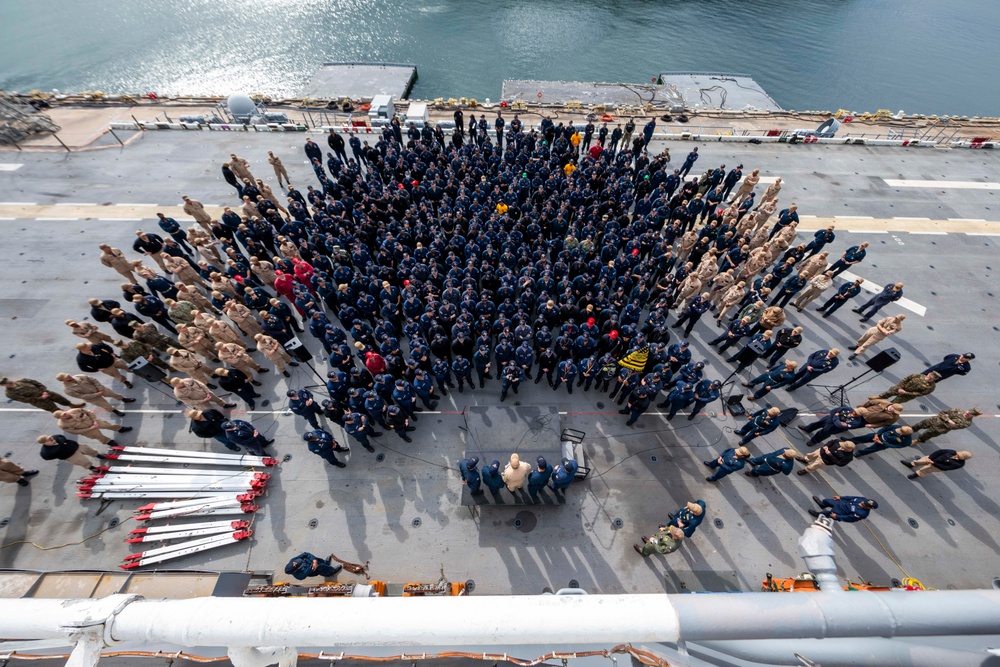 All Hands Call onboard USS Iwo Jima