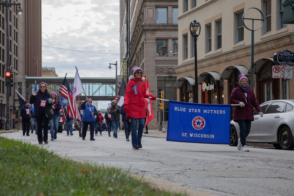 Blue Star Mothers march during the Milwaukee Veterans Day parade