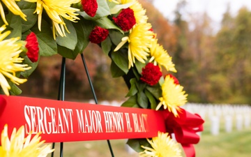 Honoring the fallen: U.S. Marines conduct a wreath laying ceremony to honor the seventh Sergeant Major of the Marine Corps