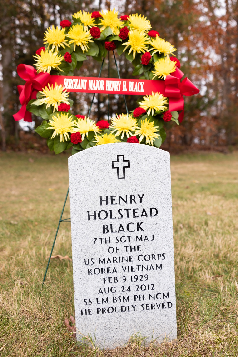 Honoring the fallen: U.S. Marines conduct a wreath laying ceremony to honor the seventh Sergeant Major of the Marine Corps