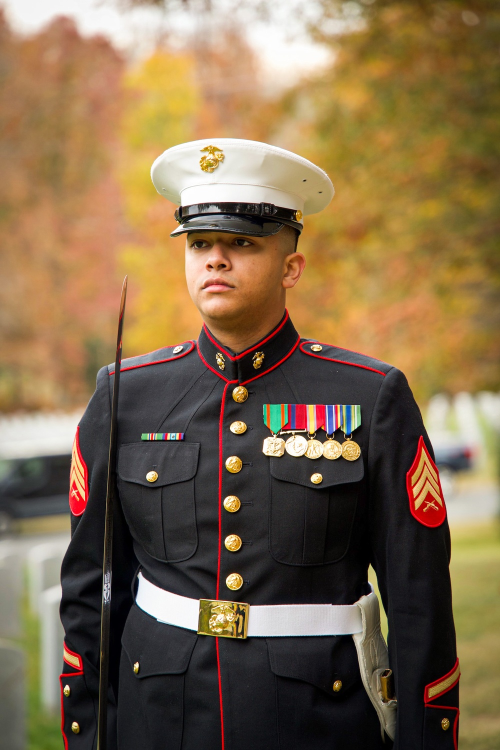 Honoring the fallen: U.S. Marines conduct a wreath laying ceremony to honor the seventh Sergeant Major of the Marine Corps