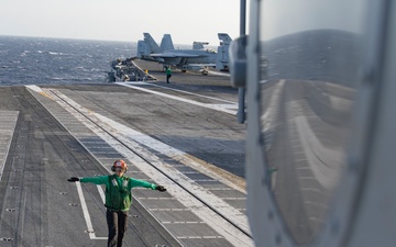 Sailors Assigned To HSC-9 Conduct a Routine Flight on USS Gerald R. Ford (CVN 78)