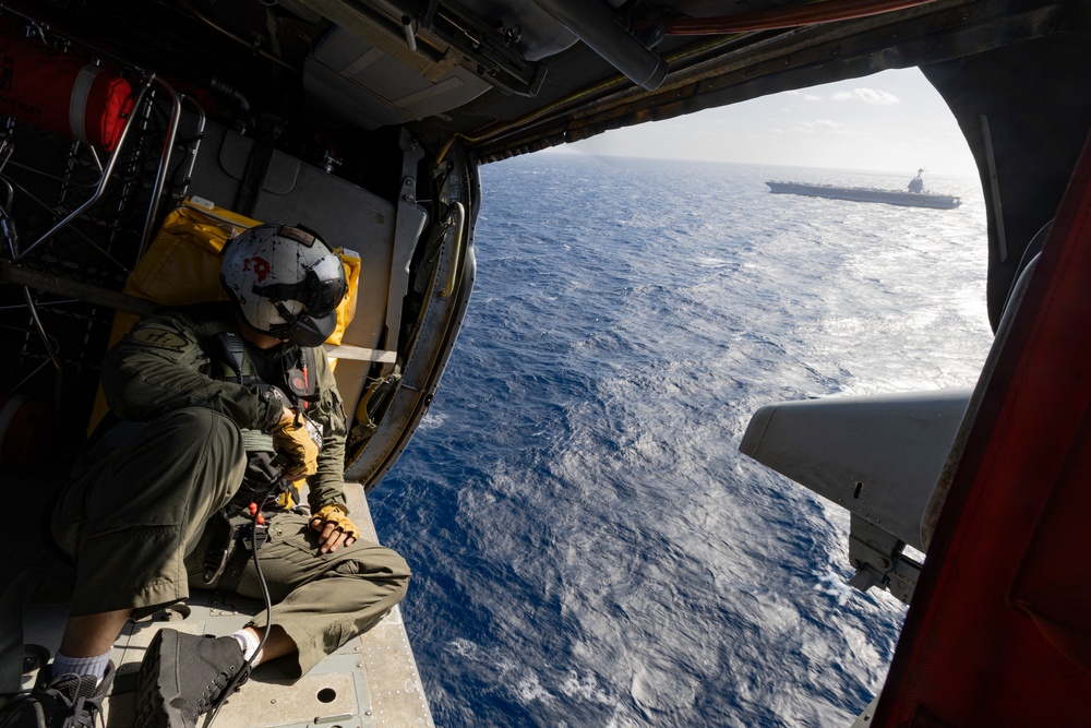 Sailors Assigned To HSC-9 Conduct a Routine Flight on USS Gerald R. Ford (CVN 78)