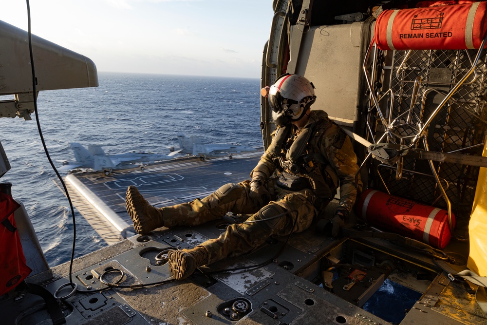 Sailors Assigned To HSC-9 Conduct a Routine Flight on USS Gerald R. Ford (CVN 78)