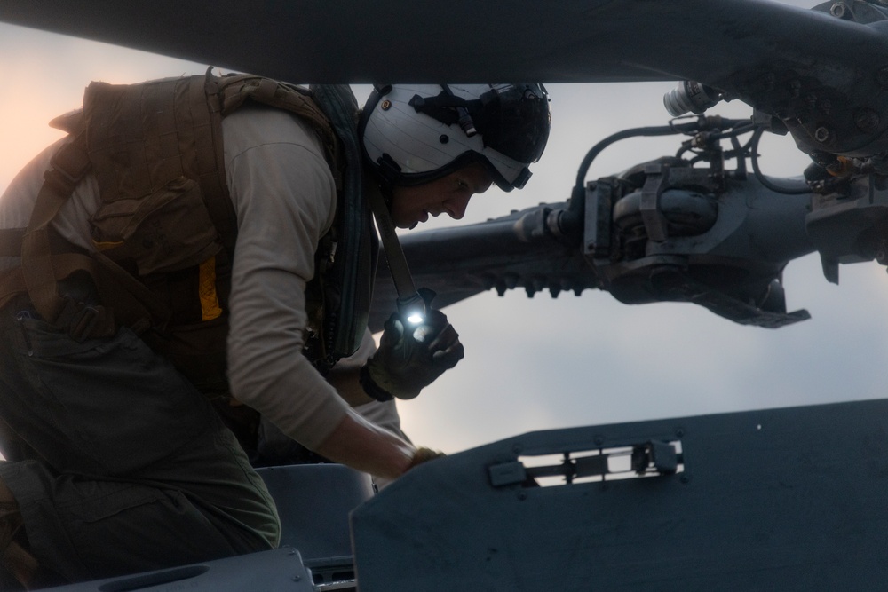 Sailors Assigned To HSC-9 Conduct a Routine Flight on USS Gerald R. Ford (CVN 78)