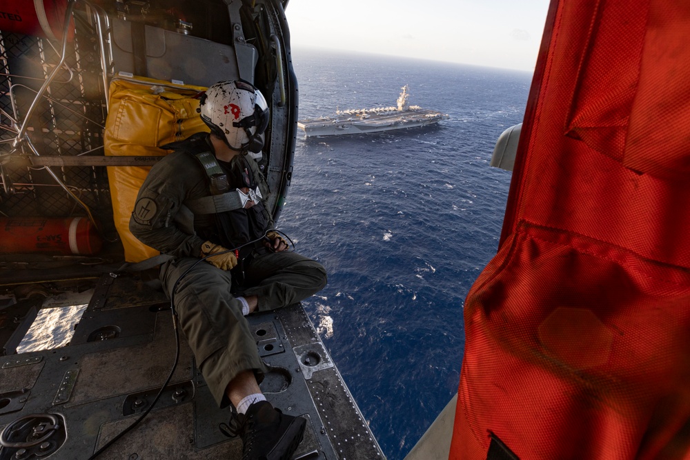 Sailors Assigned To HSC-9 Conduct a Routine Flight on USS Gerald R. Ford (CVN 78)