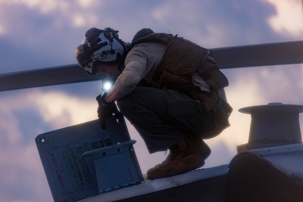 Sailors Assigned To HSC-9 Conduct a Routine Flight on USS Gerald R. Ford (CVN 78)