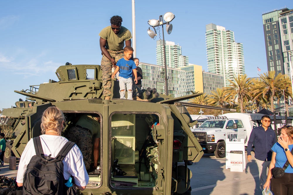 Marines interact with attendees at Fleet Week San Diego 2024