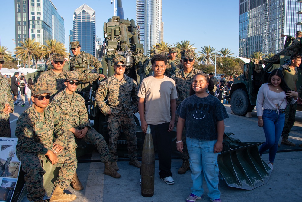 Marines interact with attendees at Fleet Week San Diego 2024