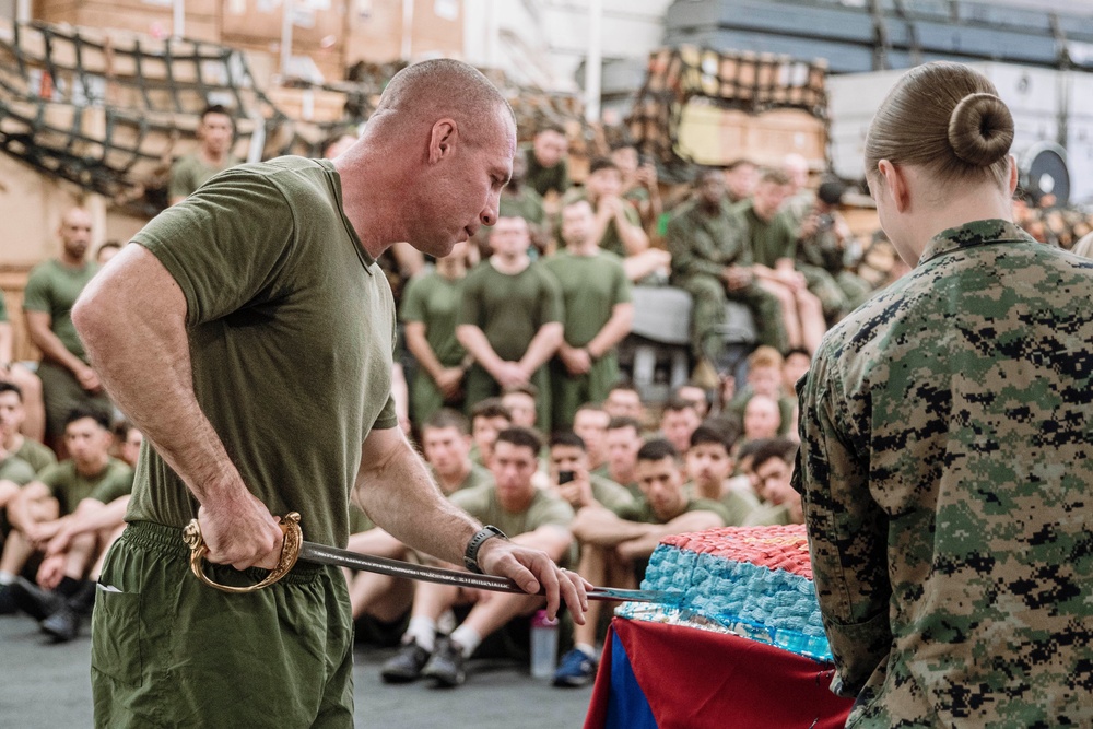 15th MEU Celebrates Second 249th Birthday With Cake Cutting Ceremony Aboard USS Boxer