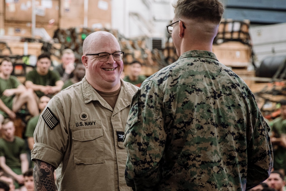 15th MEU Celebrates Second 249th Birthday With Cake Cutting Ceremony Aboard USS Boxer