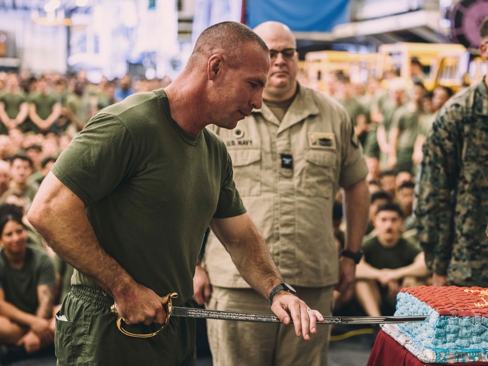 15th MEU Celebrates Second 249th Birthday With Cake Cutting Ceremony Aboard USS Boxer