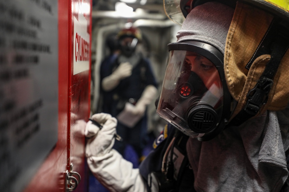 USS Dewey (DDG 105) Conducts Damage Control Drill While Operating in the South China Sea