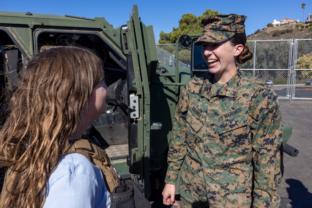 Marines spend time with students at the Annual Sunset Hills Elementary School Veterans Day Program