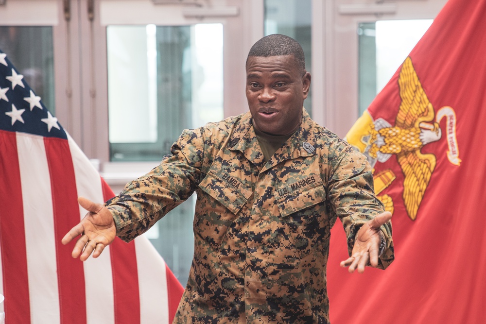 MARFORK Marines conduct a cake cutting ceremony for the 249th Marine Corps Birthday