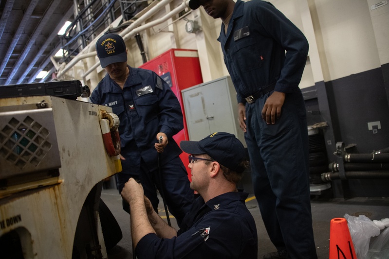 USS America (LHA 6) conducts maintenance