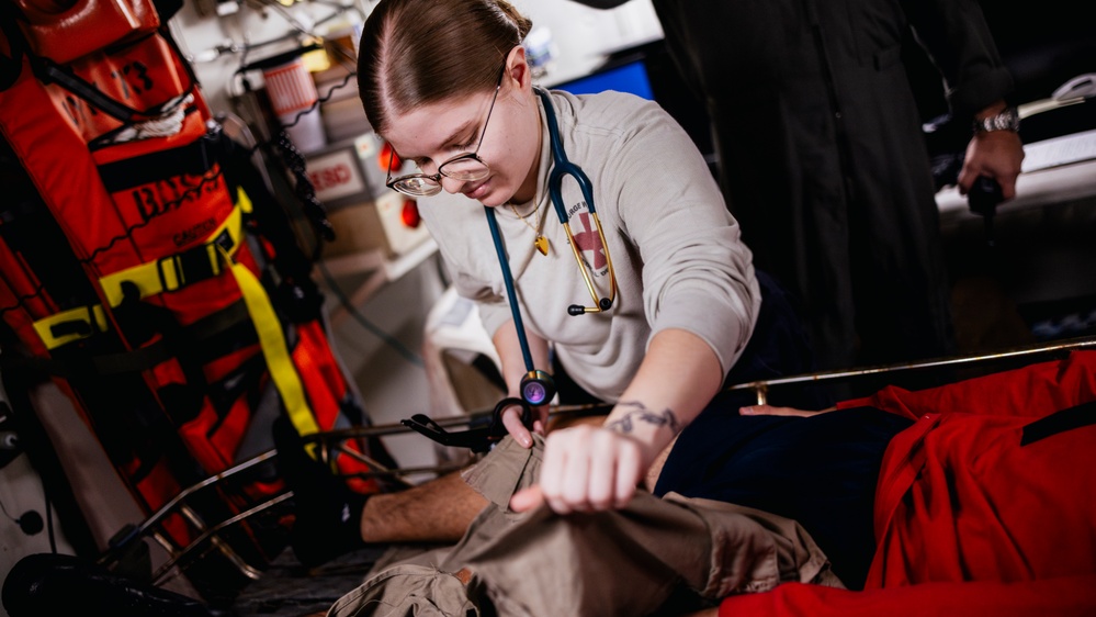 USS George Washington Conducts a Medical Flight Deck Casualty Drill