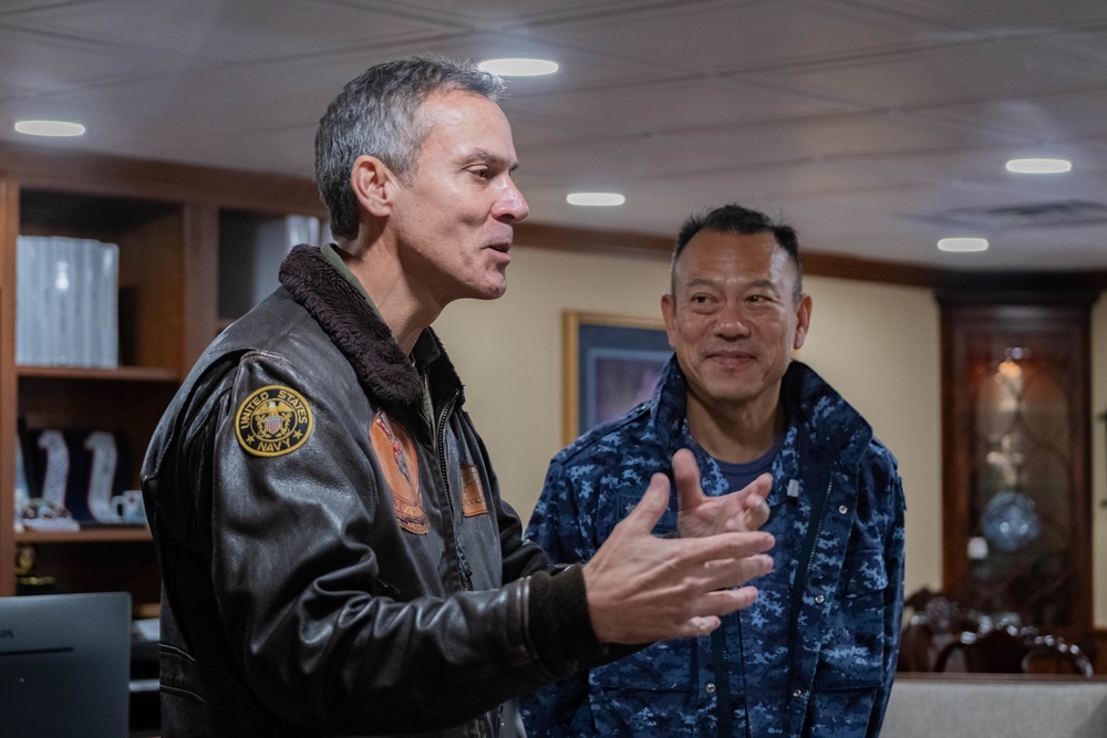 Commander, Task Force 70 (CTF 70) welcomes Japan Maritime Self-Defense Force liaison naval officers for visit