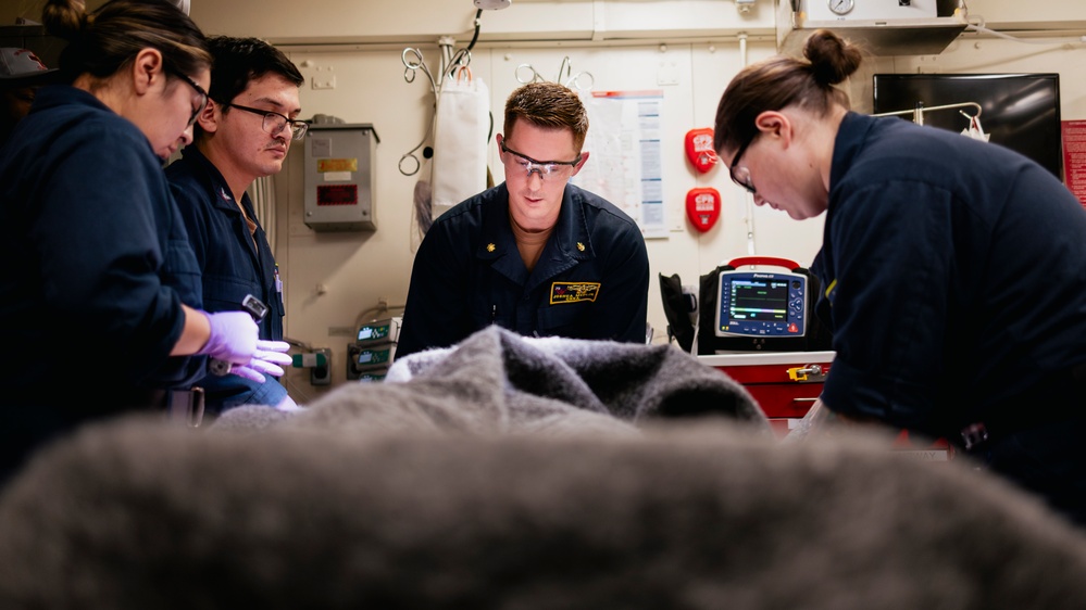 USS George Washington Conducts a Medical Flight Deck Casualty Drill