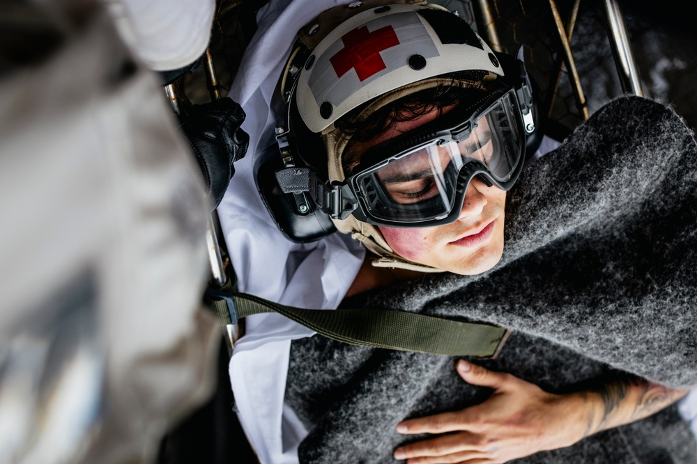 USS George Washington Conducts a Medical Flight Deck Casualty Drill