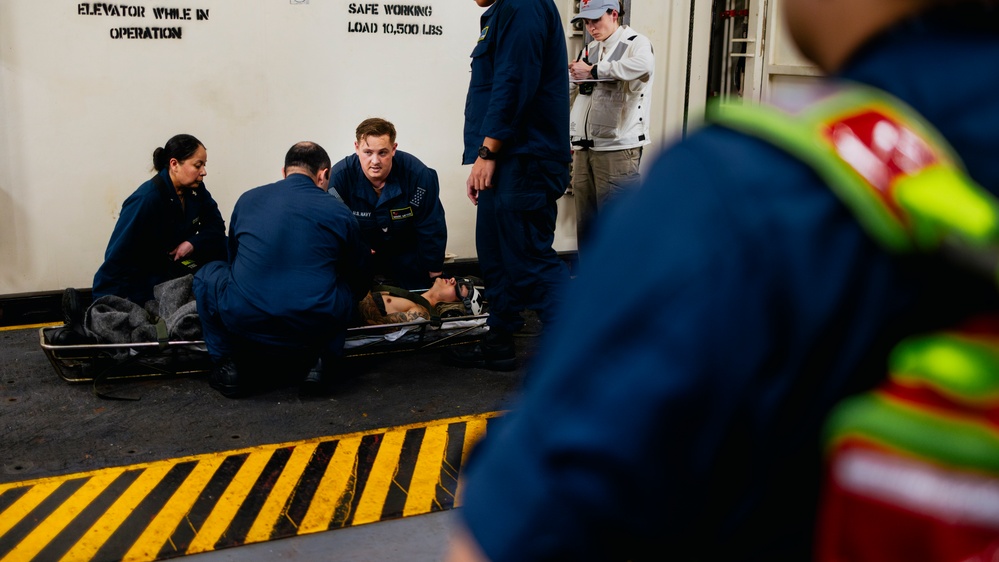 USS George Washington Conducts a Medical Flight Deck Casualty Drill