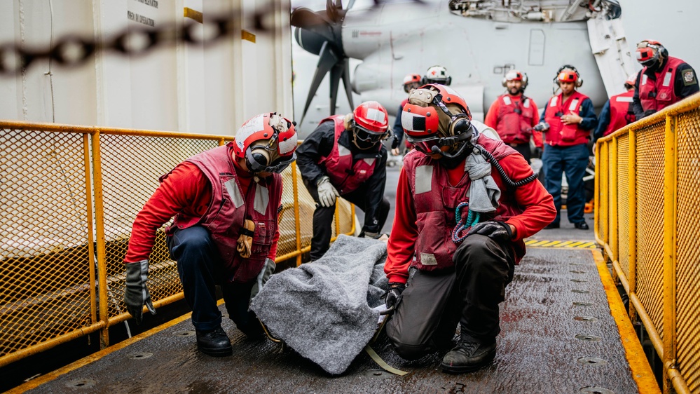 USS George Washington Conducts a Medical Flight Deck Casualty Drill