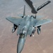 U.S. KC-135 refuels F-15 E Strike Eagles over CENTCOM