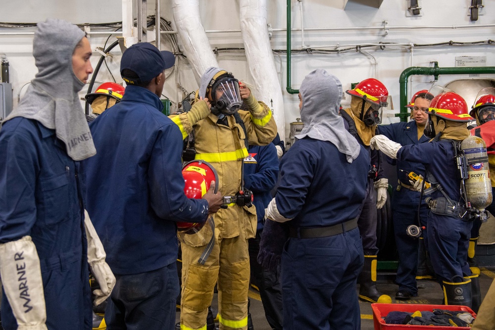 USS Ronald Reagan (CVN 76) Sailors participate in damage control drill