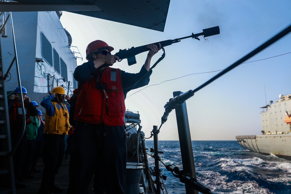 USS Bulkeley conducts a Replenishment at Sea