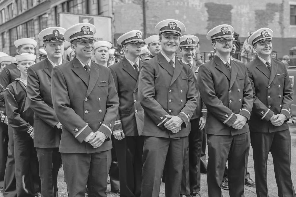 Sailors from USS John Basilone participate in New York City Veterans Day Parade