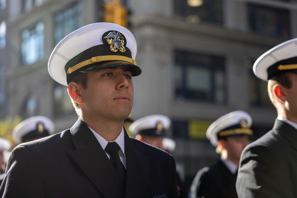 Sailors from USS John Basilone participate in New York City Veterans Day Parade